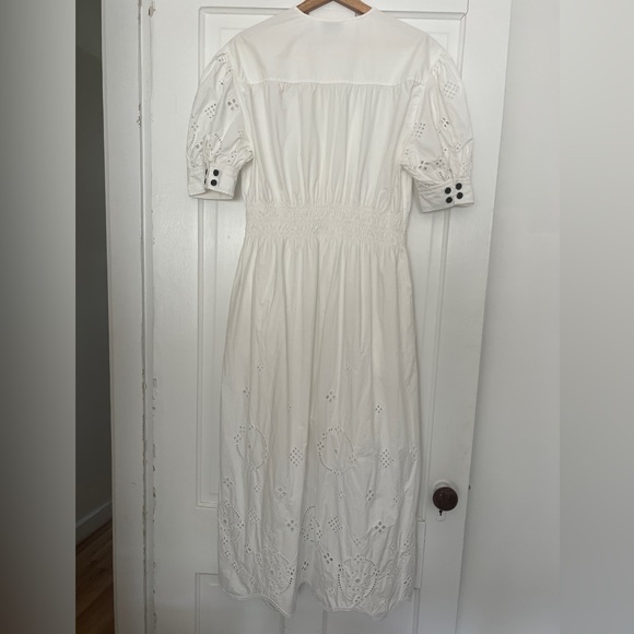 GANNI White Broderie Anglaise Organic Cotton Eyelet Dress US 6/38 - Picture 8 of 14